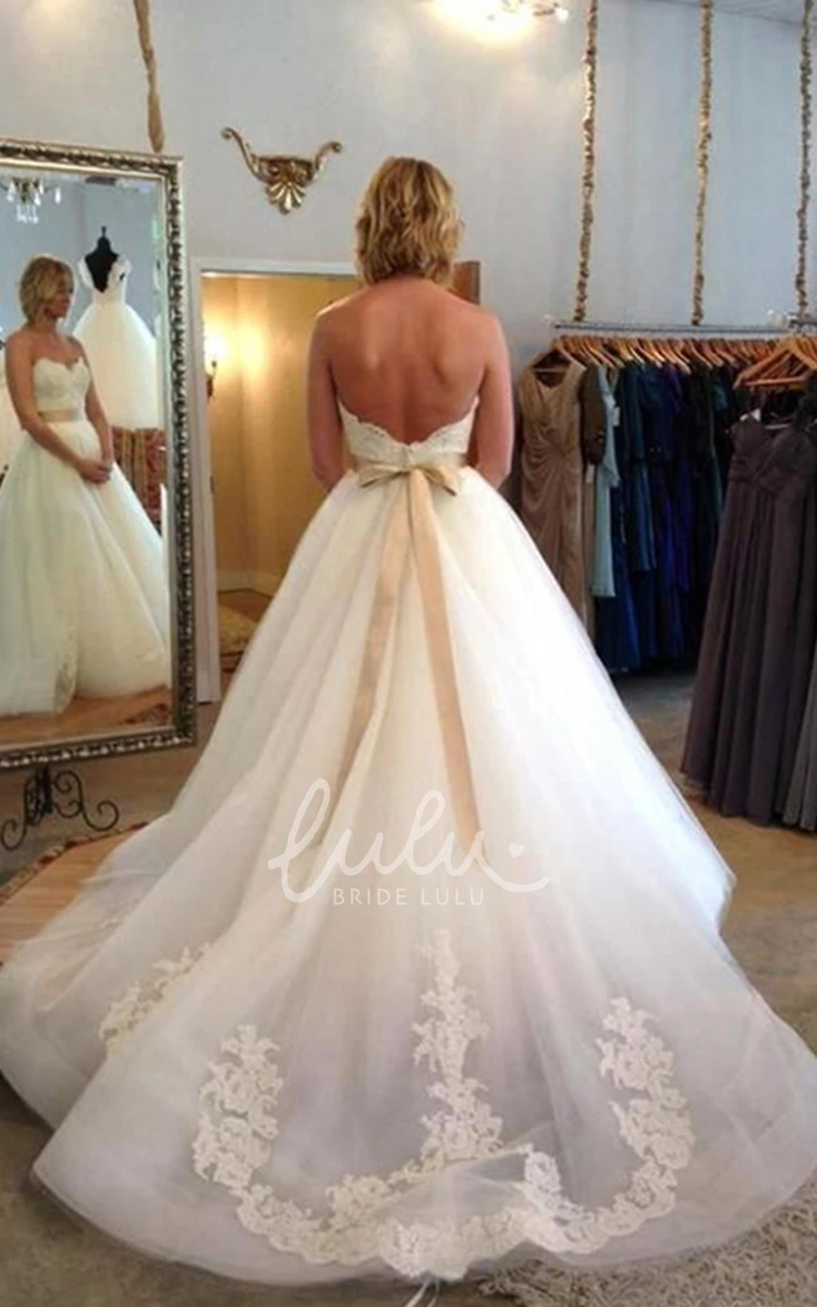 Lace Sweetheart A-Line Backless Wedding Dress with Zipper