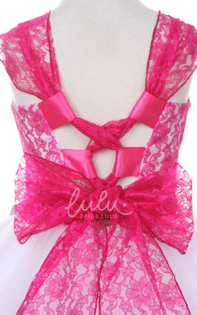 Criss-Cross Tea-Length Tulle&Lace Flower Girl Dress