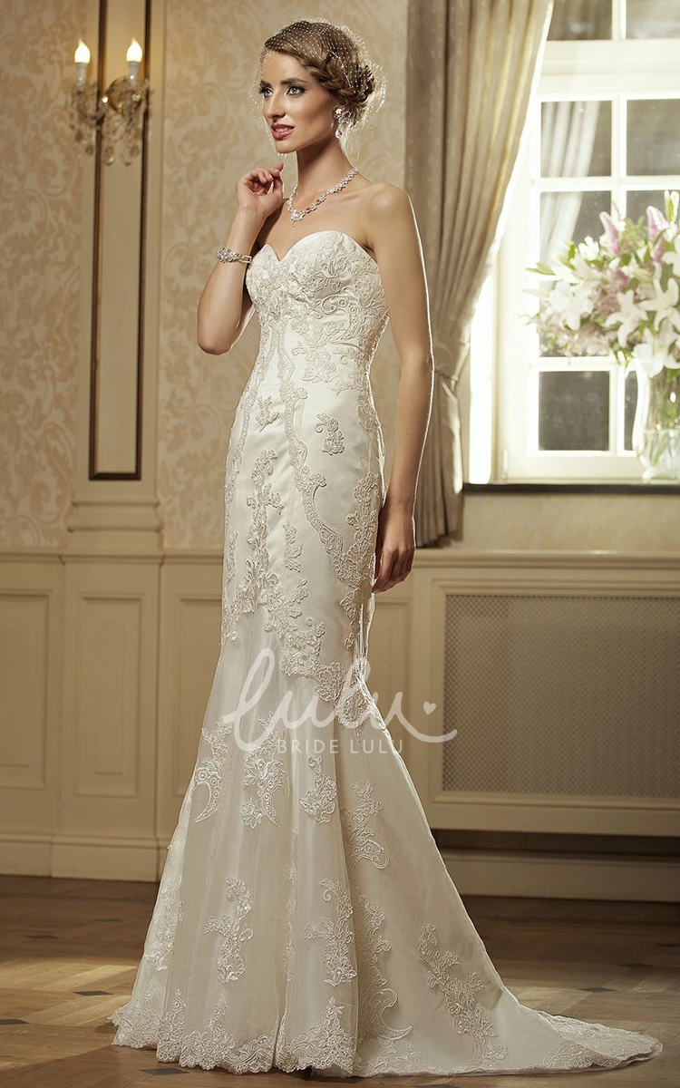 Lace Sweetheart Sheath Wedding Dress with Waist Jewelry Sleeveless & Long