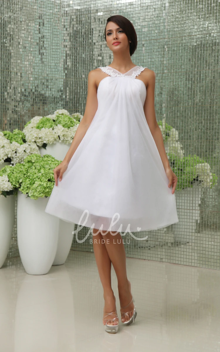 Strappy Tulle A-Line Short Wedding Dress with Overlay