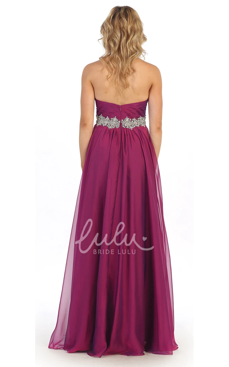 Sweetheart Empire Chiffon Dress with Criss Cross and Waist Jewellery A-Line Formal Dress