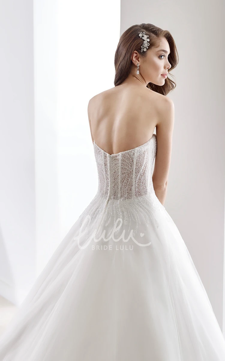 Corset Bodice Open Back Sweetheart A-line Beaded Wedding Dress