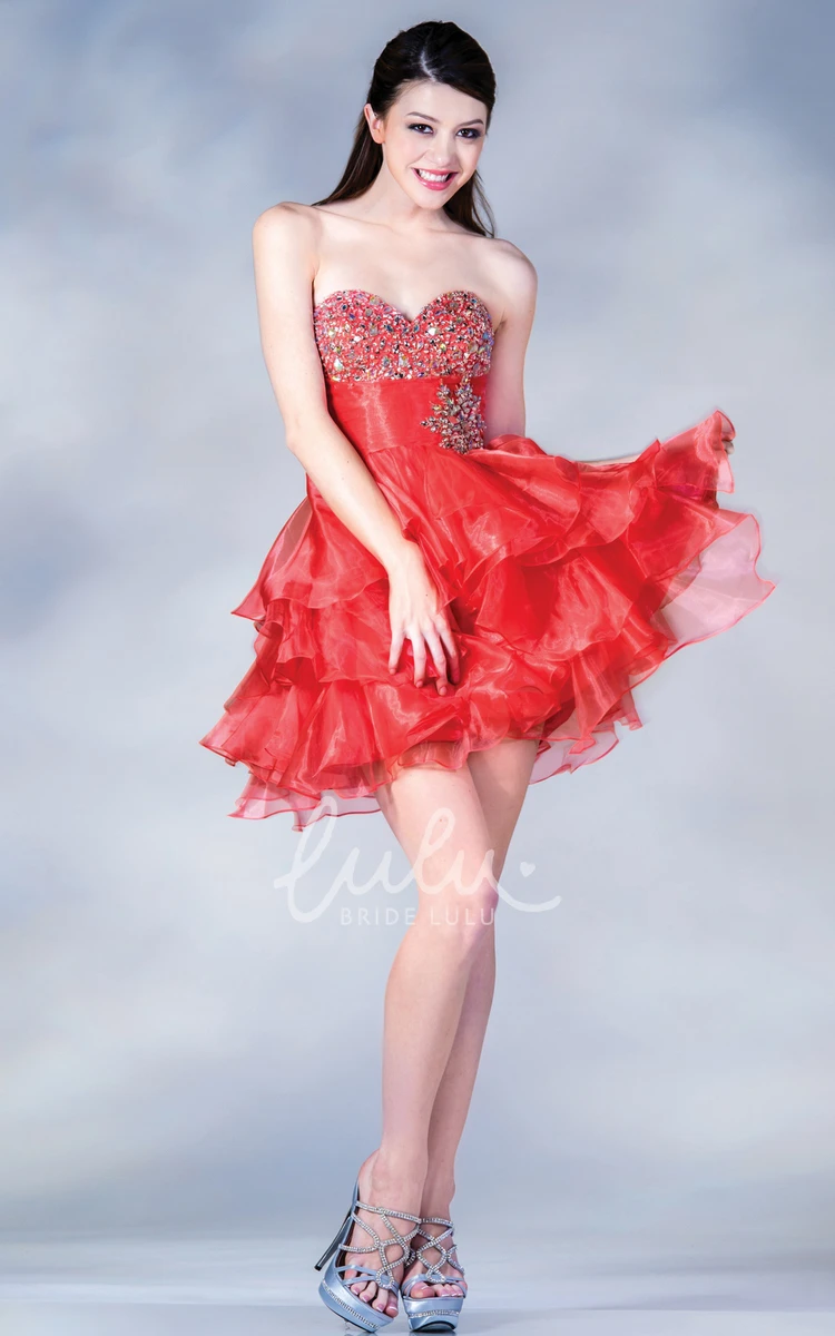 Beaded A-Line Organza Dress with Sweetheart Neckline