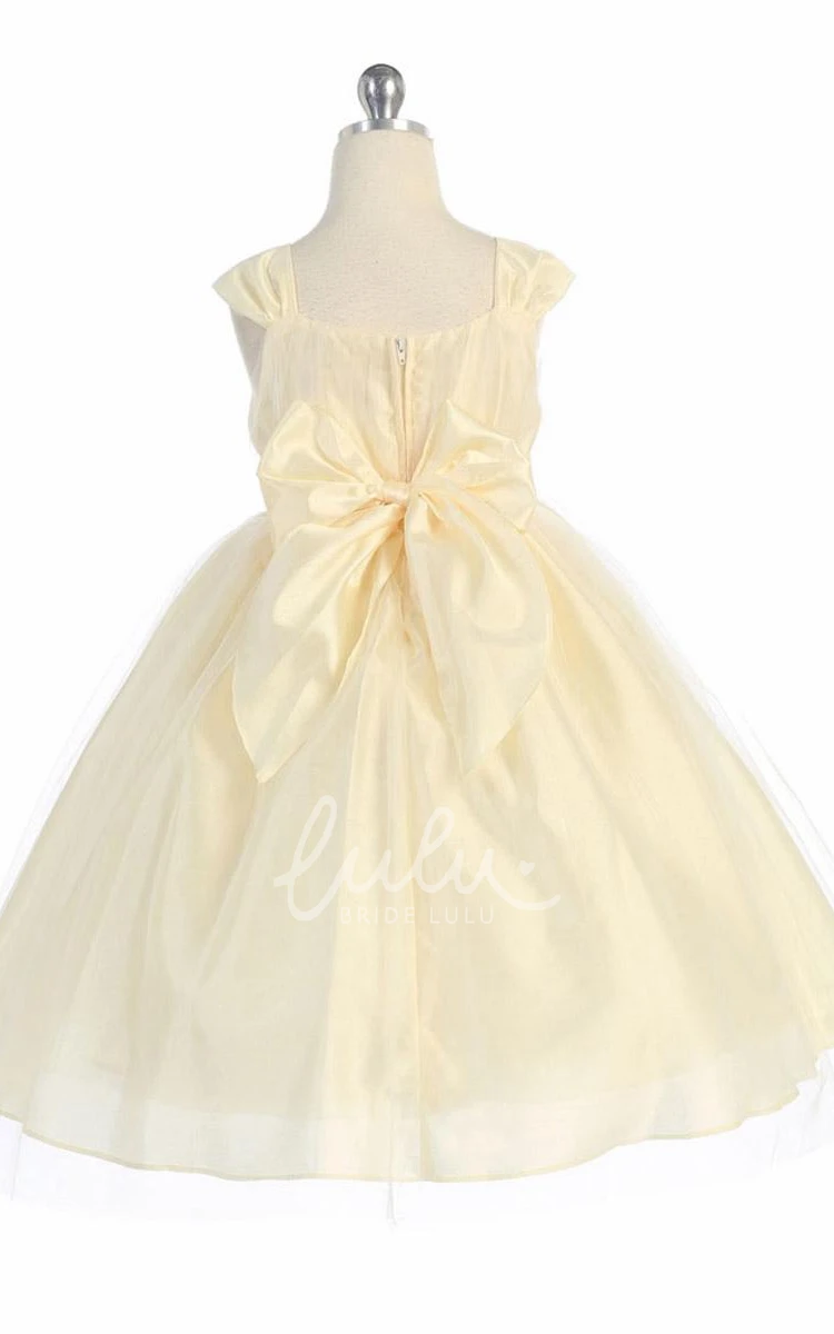 Flower Girl Dress Tea-Length Empire Tulle Straps Tiers