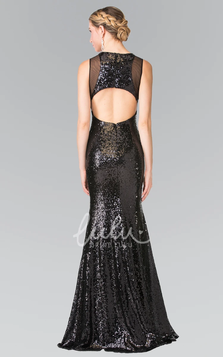 Jewel-Neck Sequins Sleeveless Sheath Dress for Women