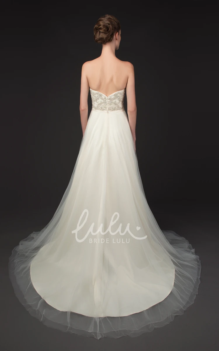 A-Line Tulle Wedding Dress with Sweetheart Neckline and Appliques