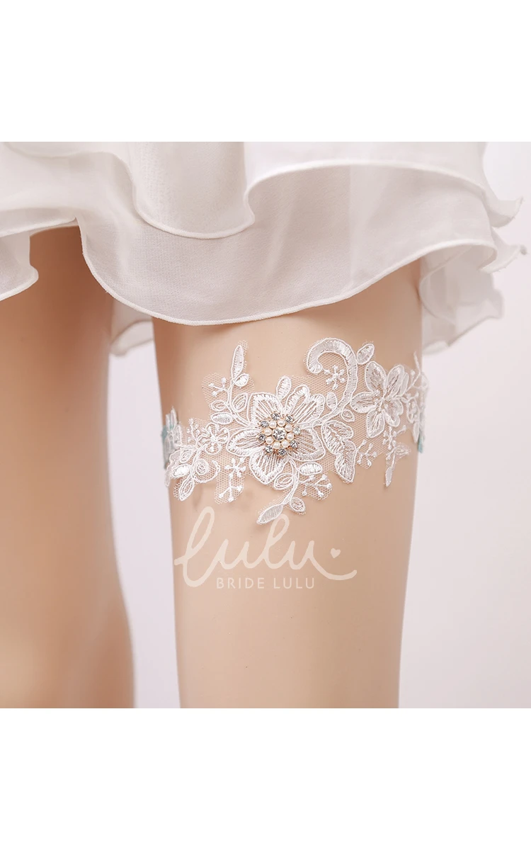 Handmade Beaded Lace Garter Wedding Dress Accessory in 16-23inch