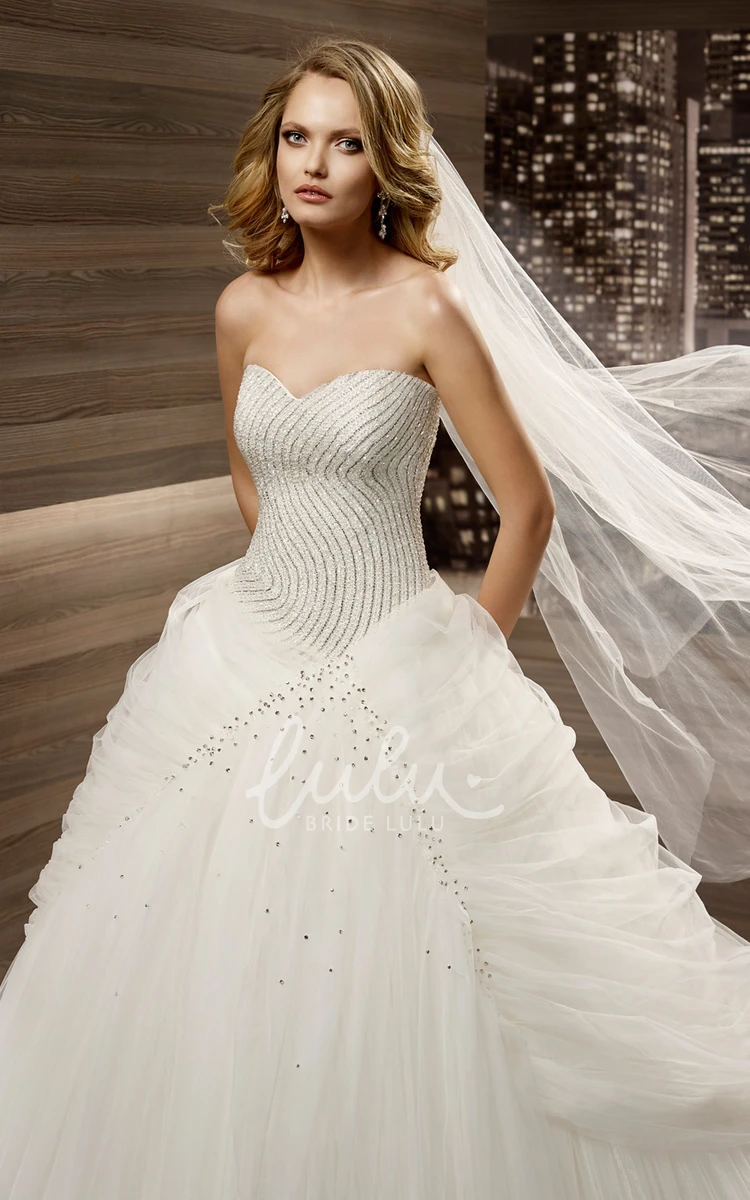 Puffy Sweetheart A-line Wedding Dress with Beaded Details