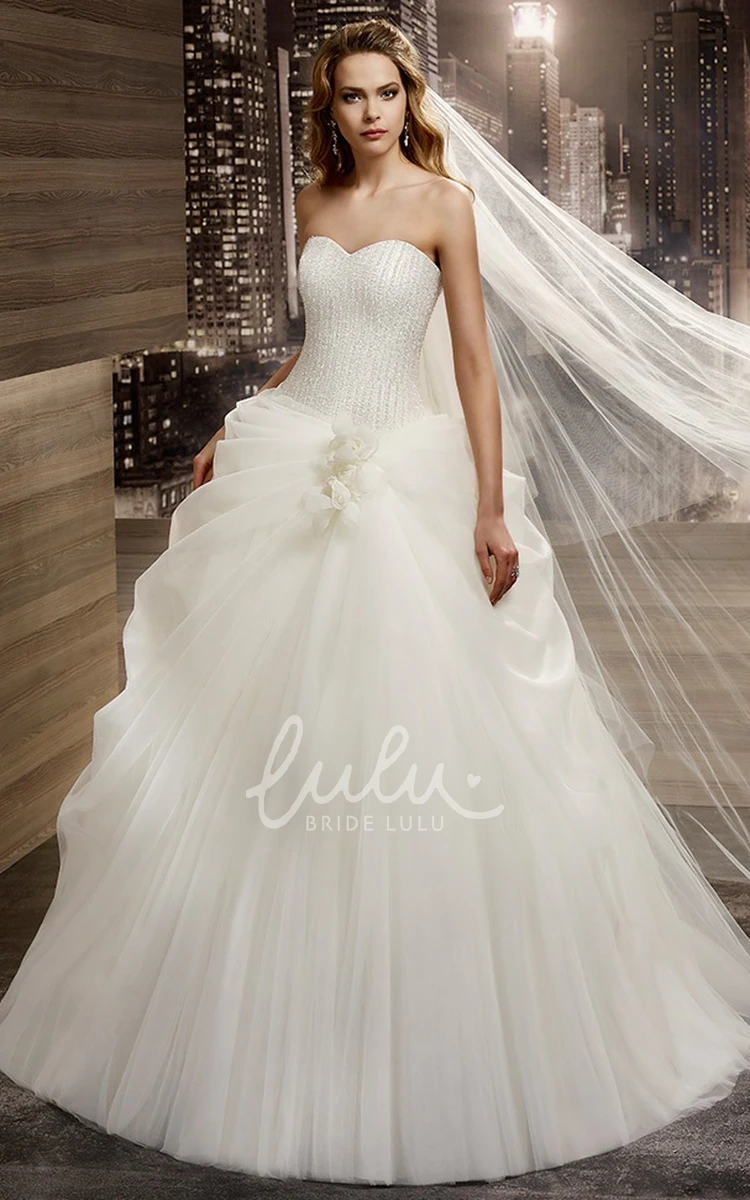 Lace-up Back Sweetheart A-line Wedding Dress with Side Ruching