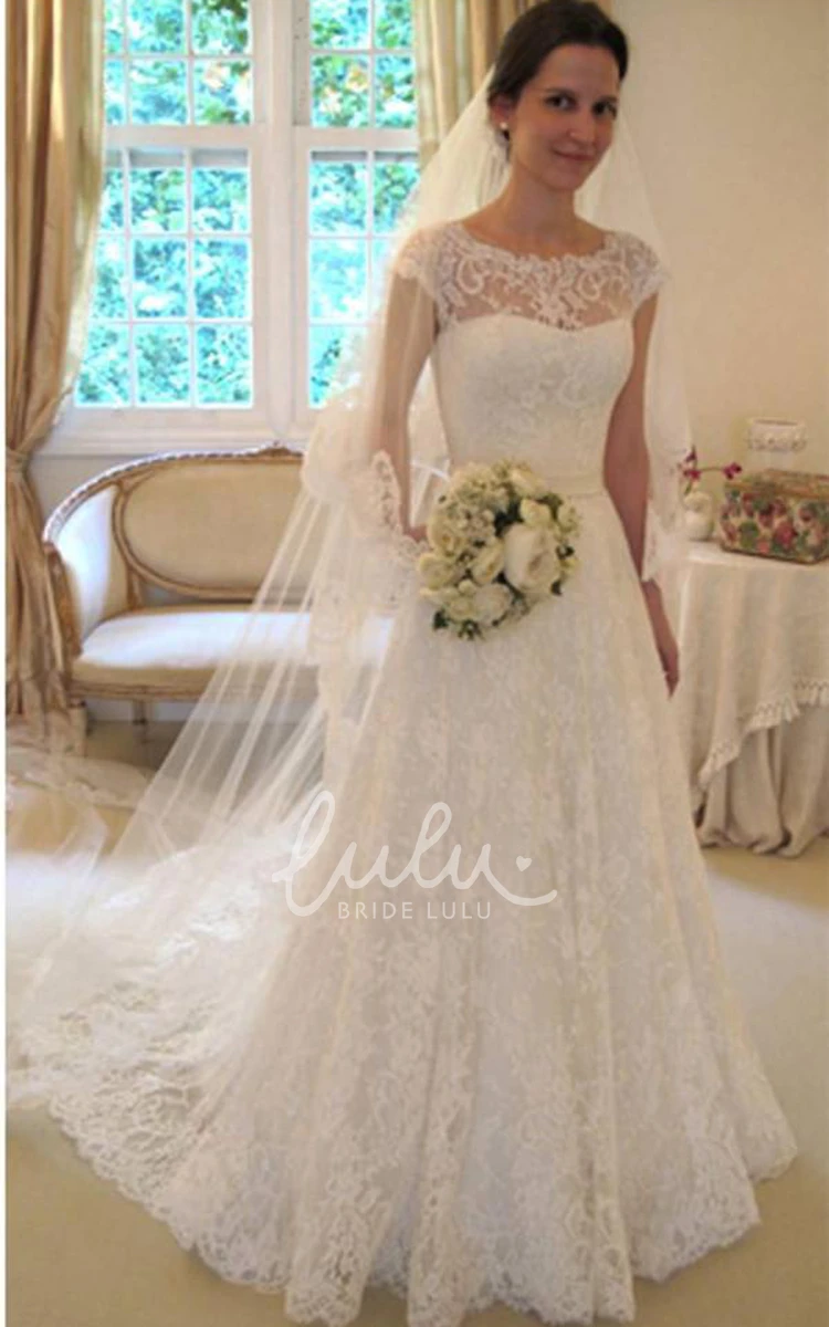 Cap Sleeve Lace A-Line Princess Wedding Dress New Arrival 2024