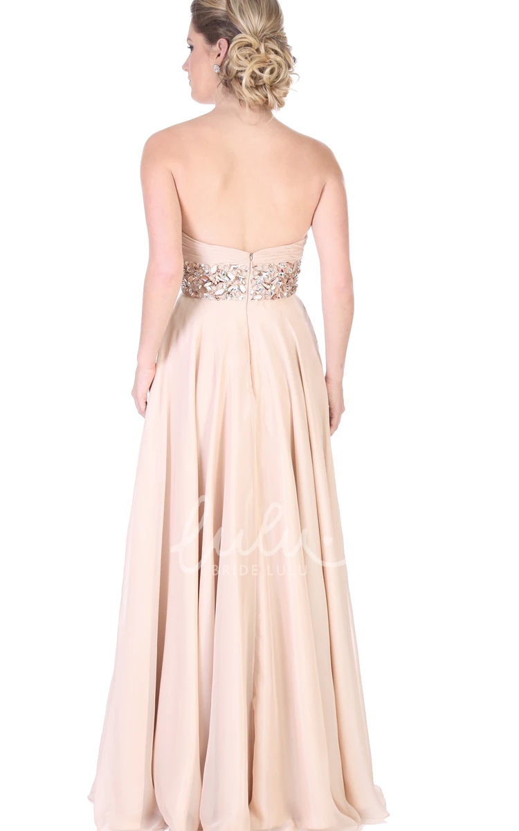 Criss-Cross Sleeveless A-Line Evening Dress with Sweetheart Neckline and Waist Jewelry