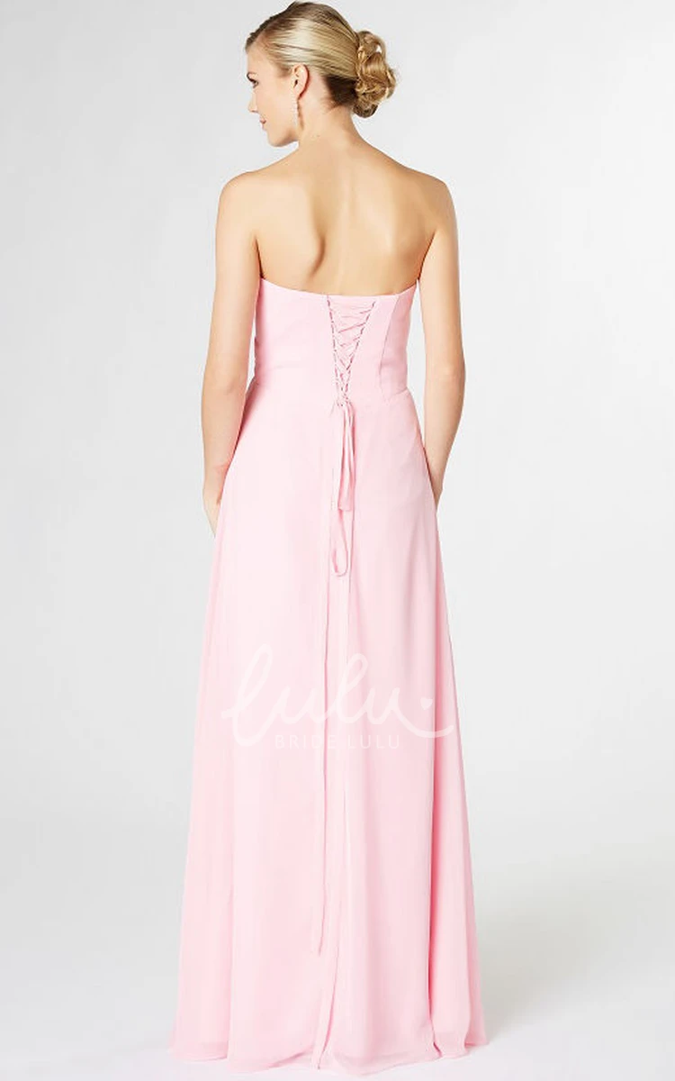 Sweetheart Empire Criss-Cross Chiffon Bridesmaid Dress with Corset Back and Flower Details