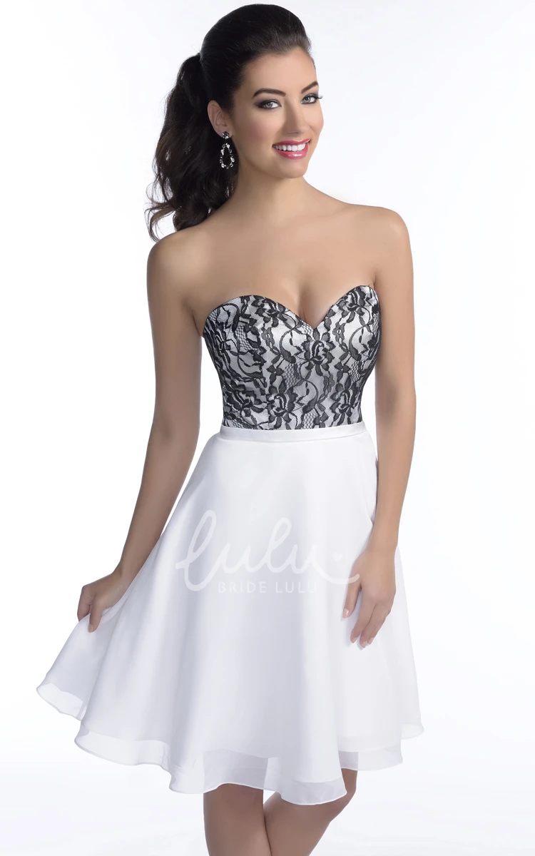 Lace Sweetheart A-Line Bridesmaid Dress Short Flowy