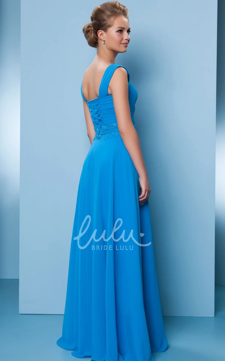 Sleeveless Strapped Chiffon Bridesmaid Dress with Ruching Ruched Appliques Modern