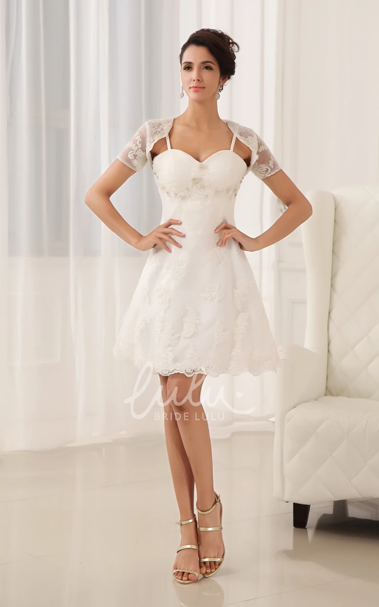 Lace Spaghetti Straps Sweetheart Wedding Dress with Jacket Elegant Bridal Gown