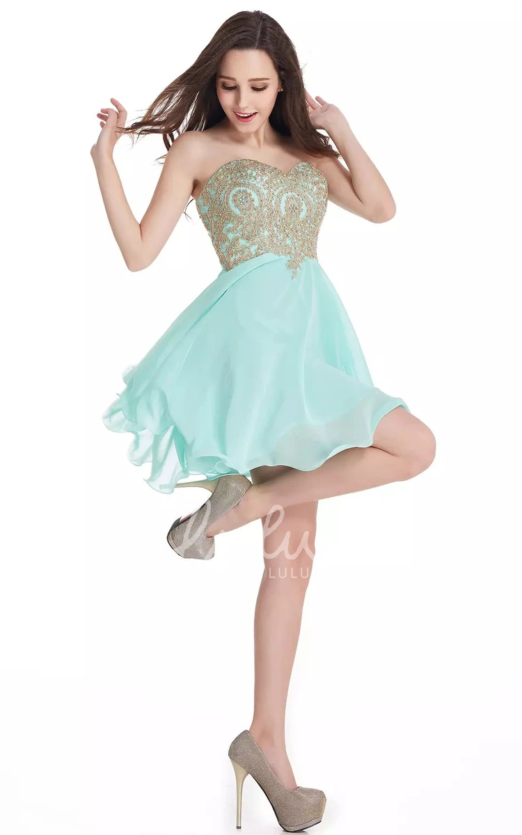 Sweetheart A-line Mini Dress with Beading and Lace Homecoming Dress