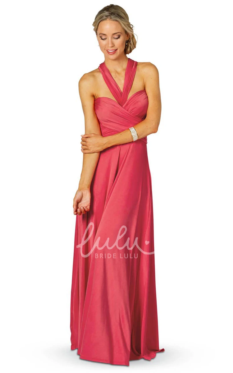 A-Line Chiffon Bridesmaid Dress with Bow Sleeveless Floor-Length Pleated