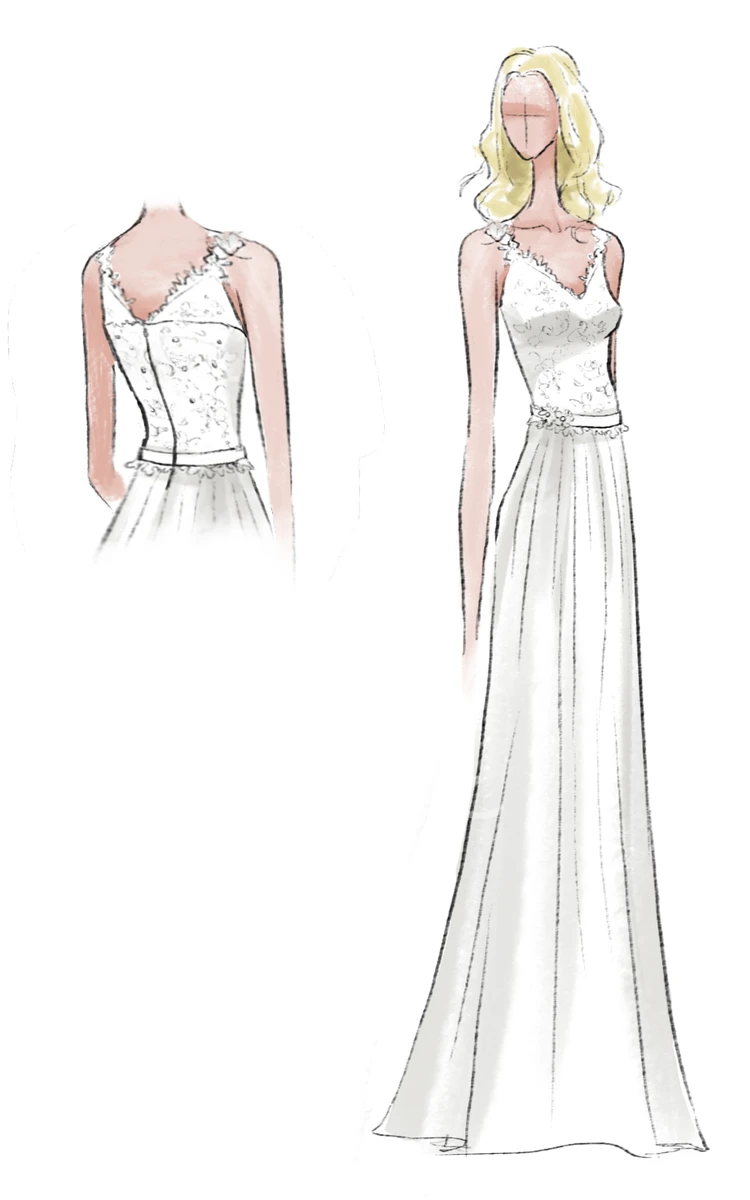 Chiffon Lace Wedding Dress with Beading Flower Elegant Bridal Gown