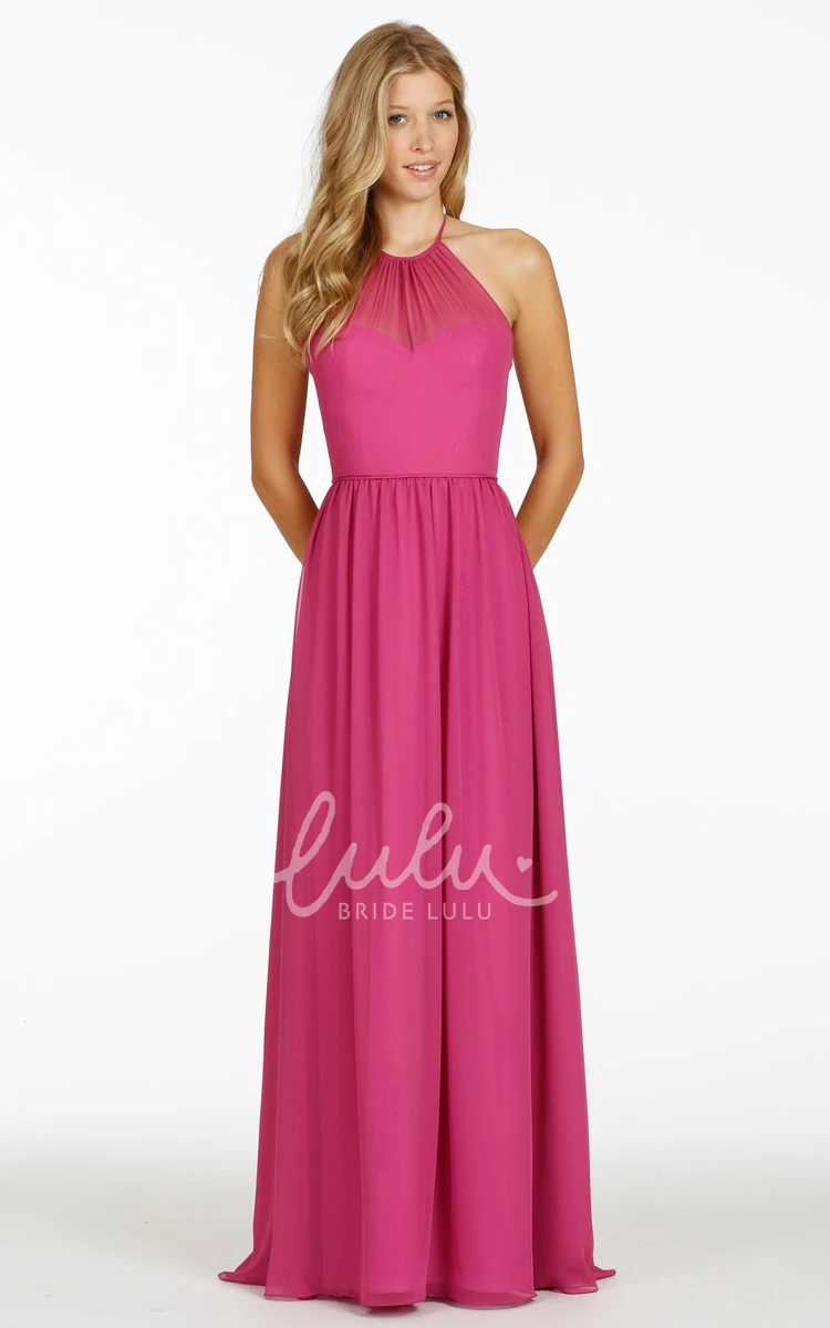 Sleeveless Maxi Chiffon Bridesmaid Dress with Straps Flowy Chiffon Bridesmaid Dress Women