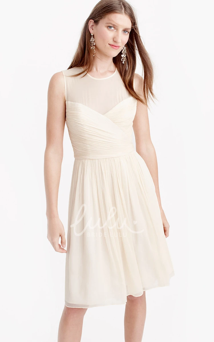 Sleeveless Knee-Length Chiffon Bridesmaid Dress with Criss-Cross Neckline