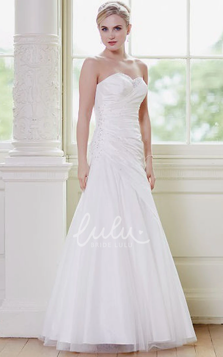 Sweetheart Tulle Beaded Wedding Dress with Flower and Criss Cross