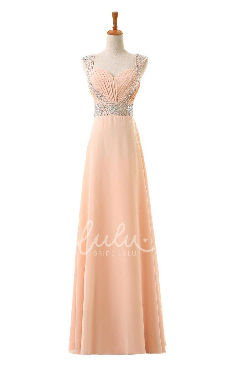 Elegant Cap-sleeved Chiffon Dress with Sequined Shoulders for any Occasion