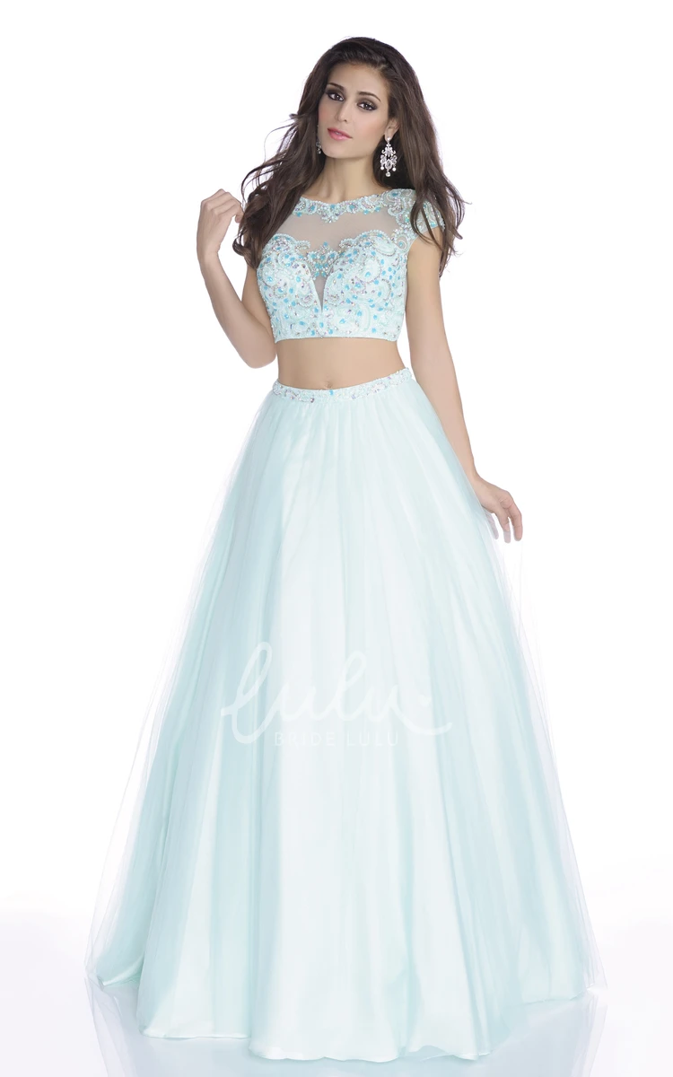 Lace Bodice A-Line Tulle Prom Dress with Rhinestones Unique Prom Dress 2024