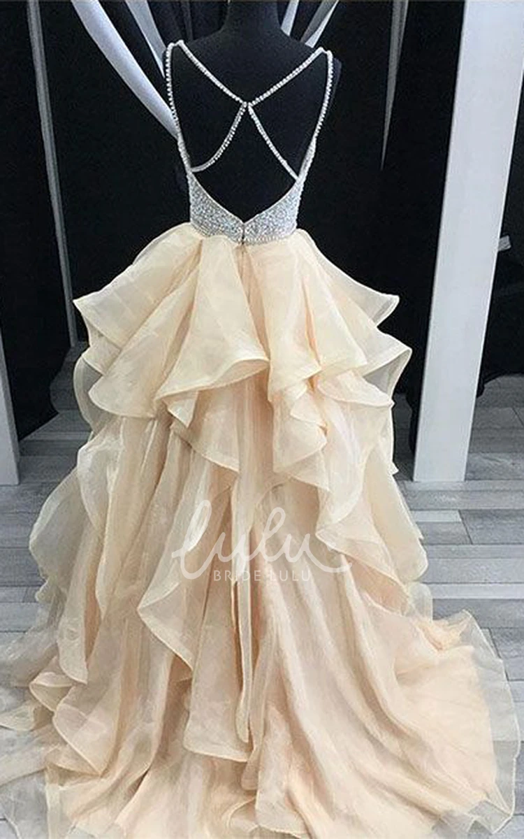 Spaghetti Strap Organza Ball Gown with Sequins for Formal Events