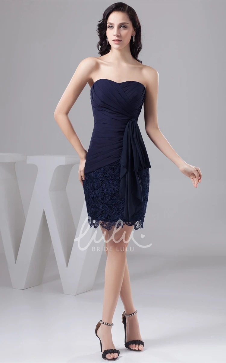 Lace Mini Prom Dress with Ruching Sweetheart Criss-Cross Style