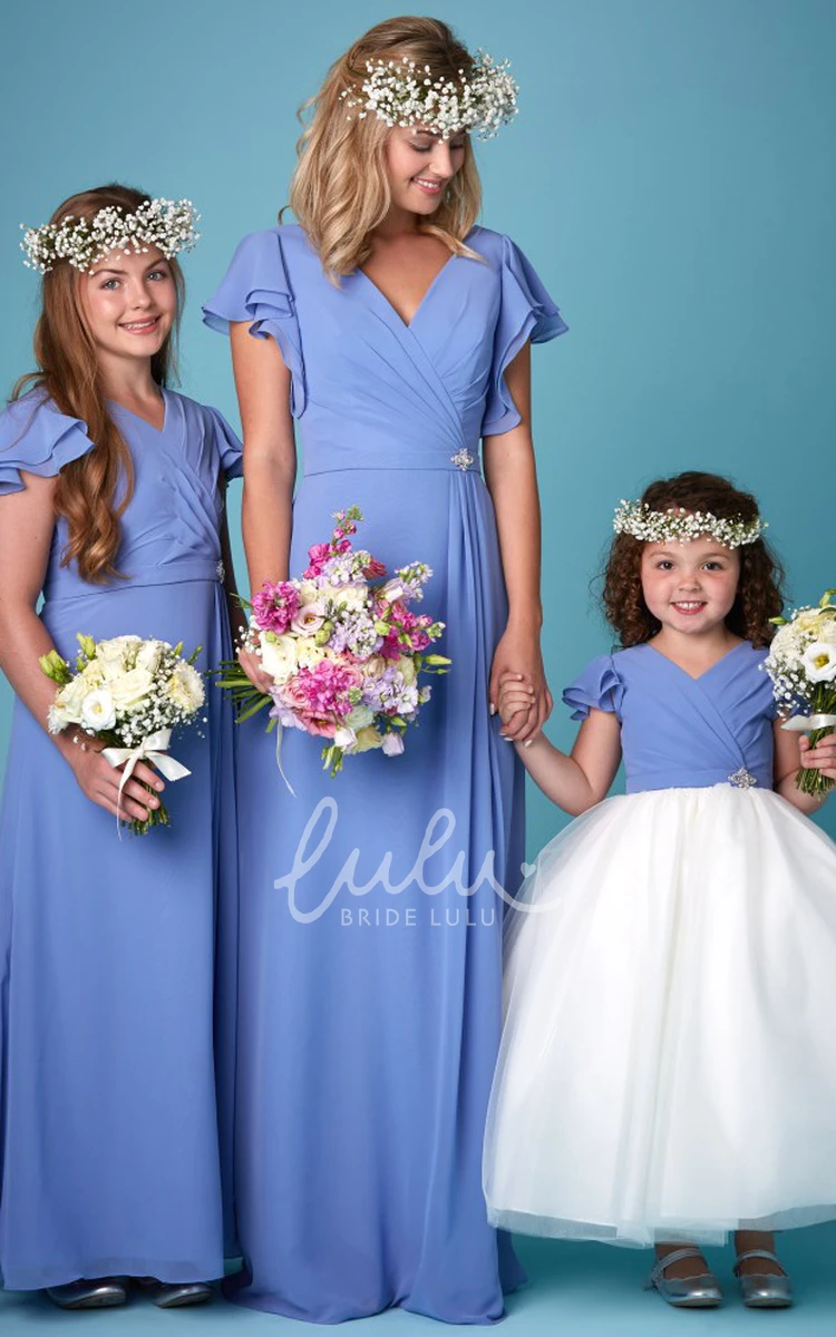 Chiffon Bridesmaid Dress with Draped Petal Sleeves