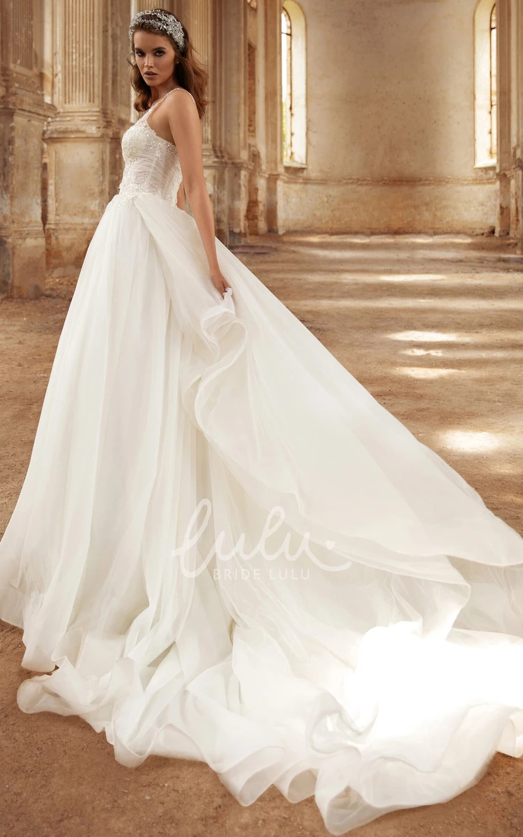 Ethereal Sleeveless Lace Wedding Dress with Floor-length Ball Gown and Backless Design