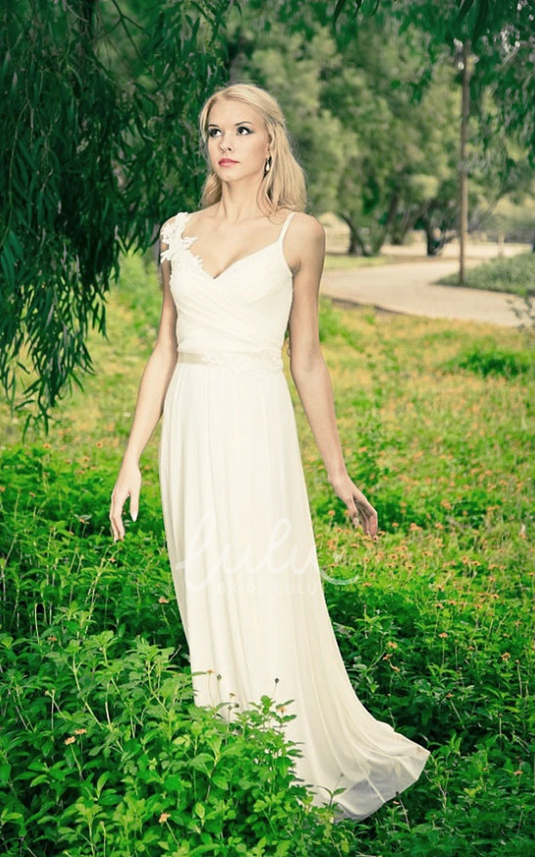 Backless Chiffon Wedding Dress with Beaded Lace Detail