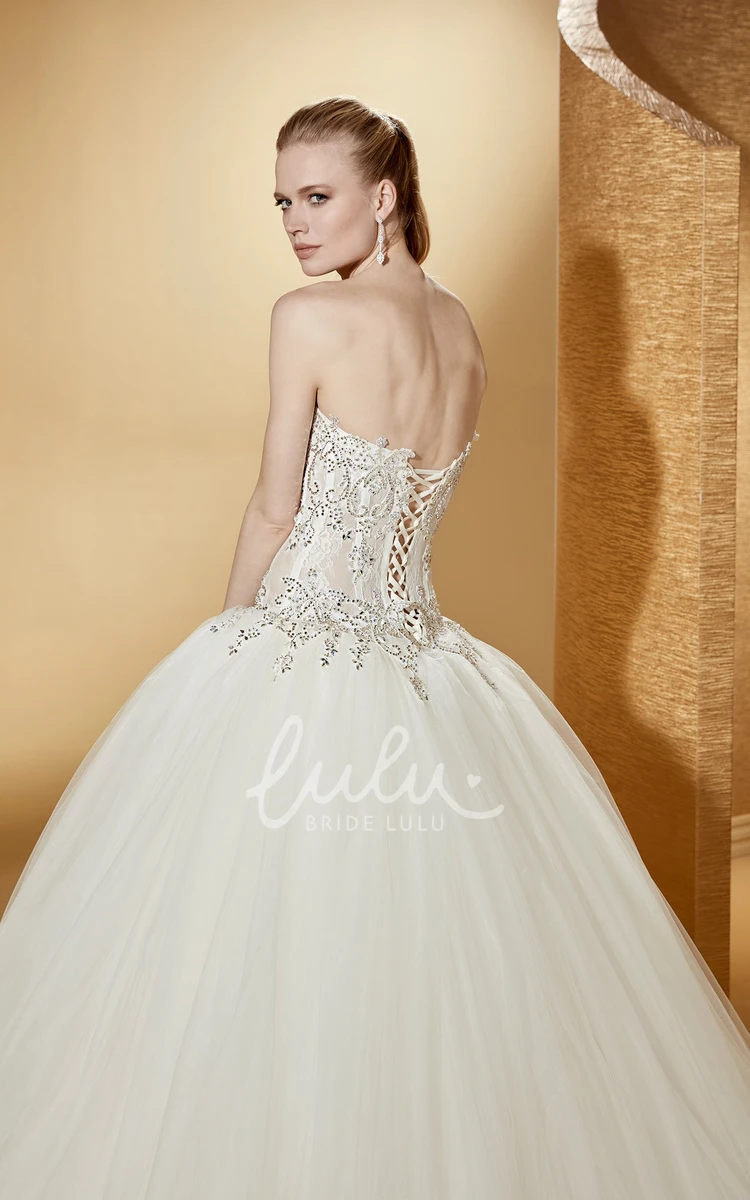 Sleeveless Ball Gown with Beaded Corset and Lace-Up Back Chic and Elegant