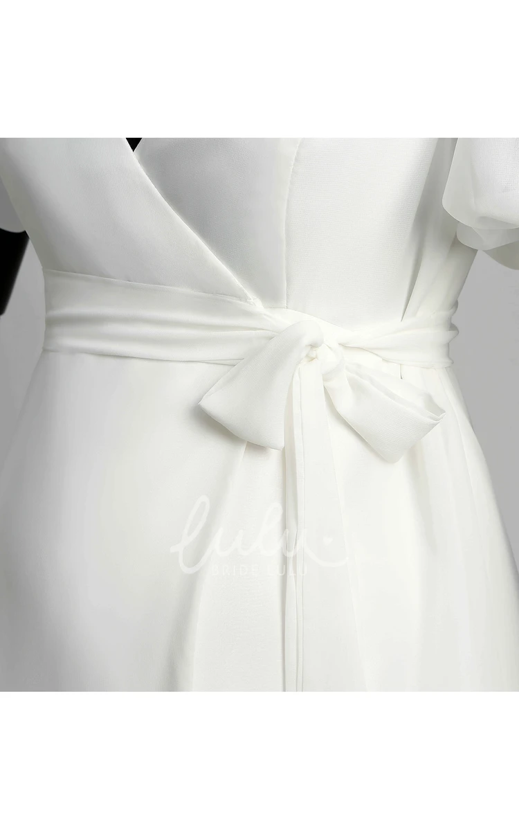 Maternity A-Line Chiffon Wedding Dress with Ruffles and Sash Ribbon