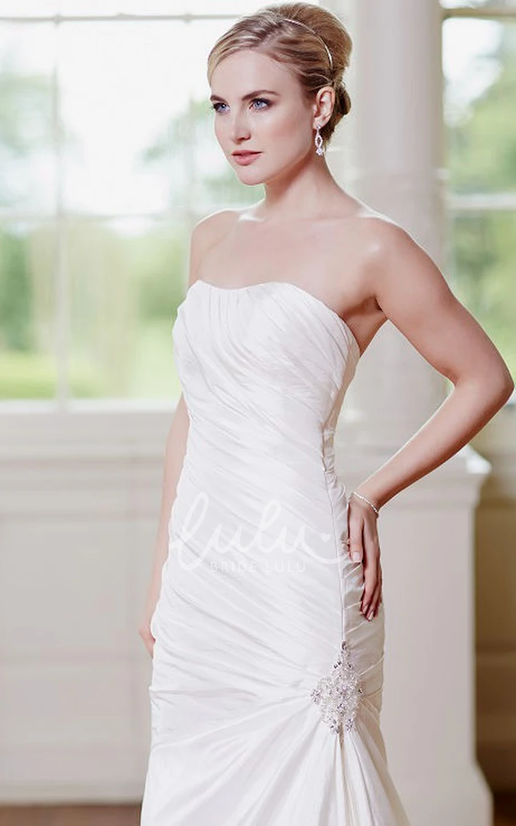 Taffeta Mermaid Lace Up Wedding Dress with Side Draping