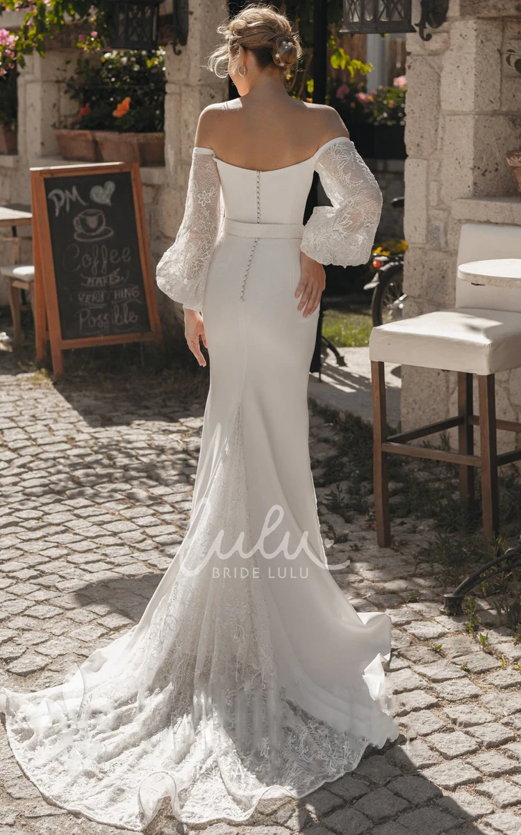 Trumpet Lace Wedding Dress with Sash and Long Sleeves Elegant & Flowy