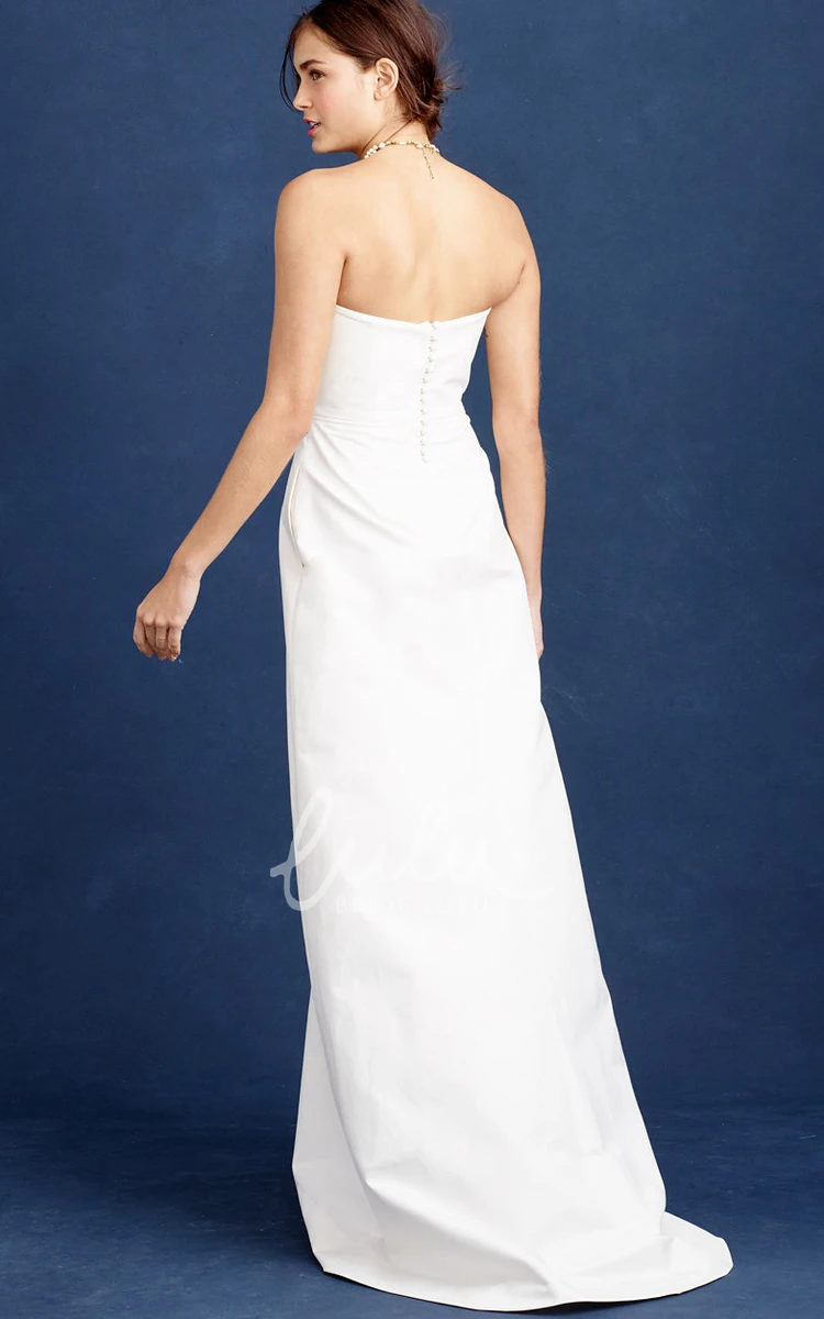 Strapless Satin Sheath Wedding Dress with Floor-Length and Sleeveless Design