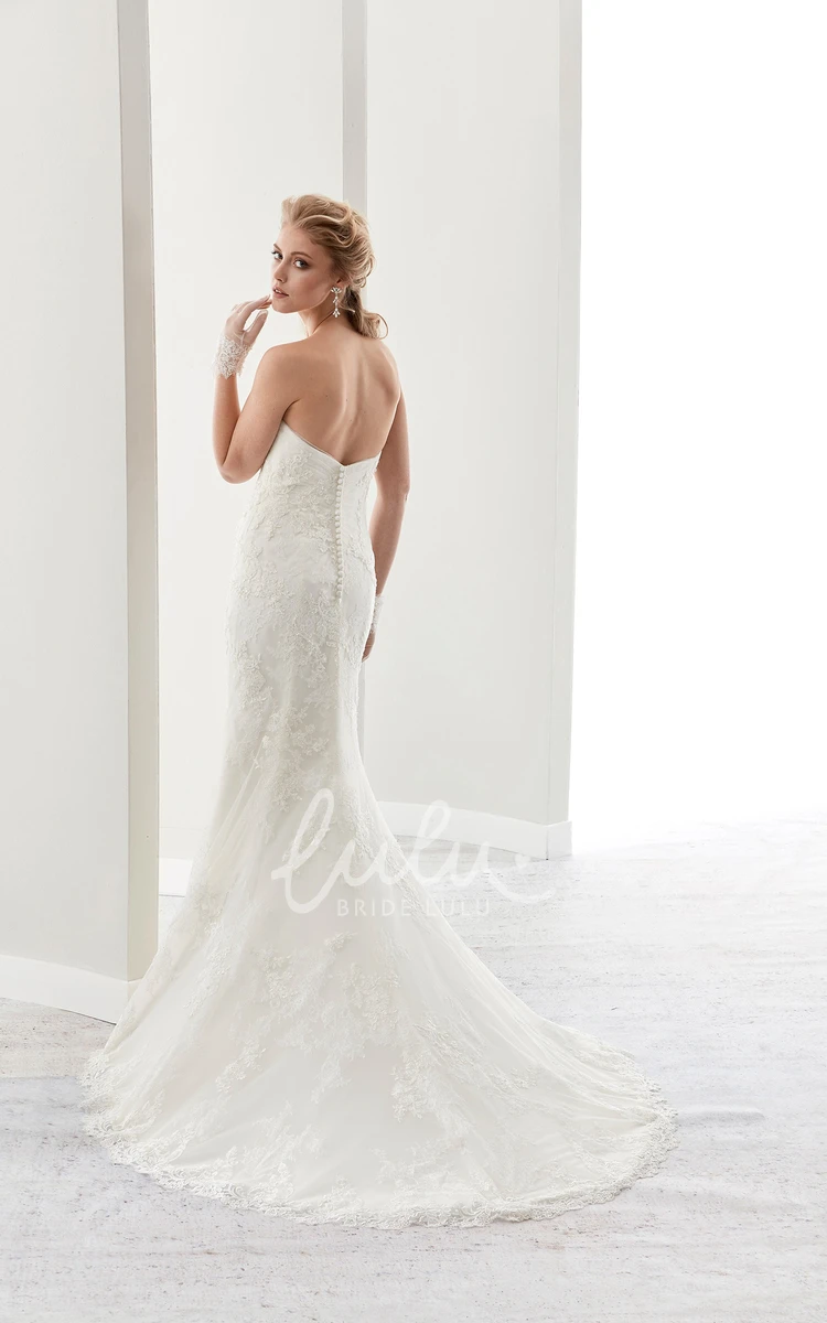 Strapless Sheath Wedding Dress with Brush Train