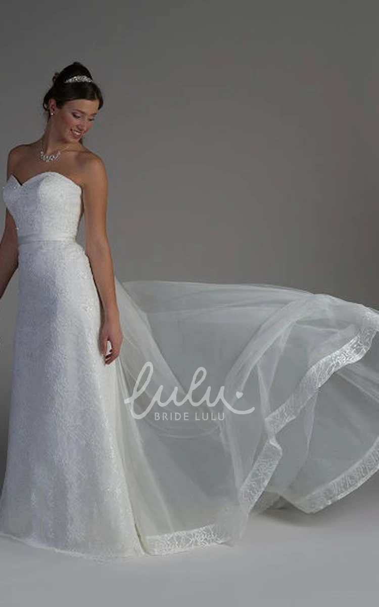 Sweetheart Lace Tulle Bridal Dress With Satin Sash