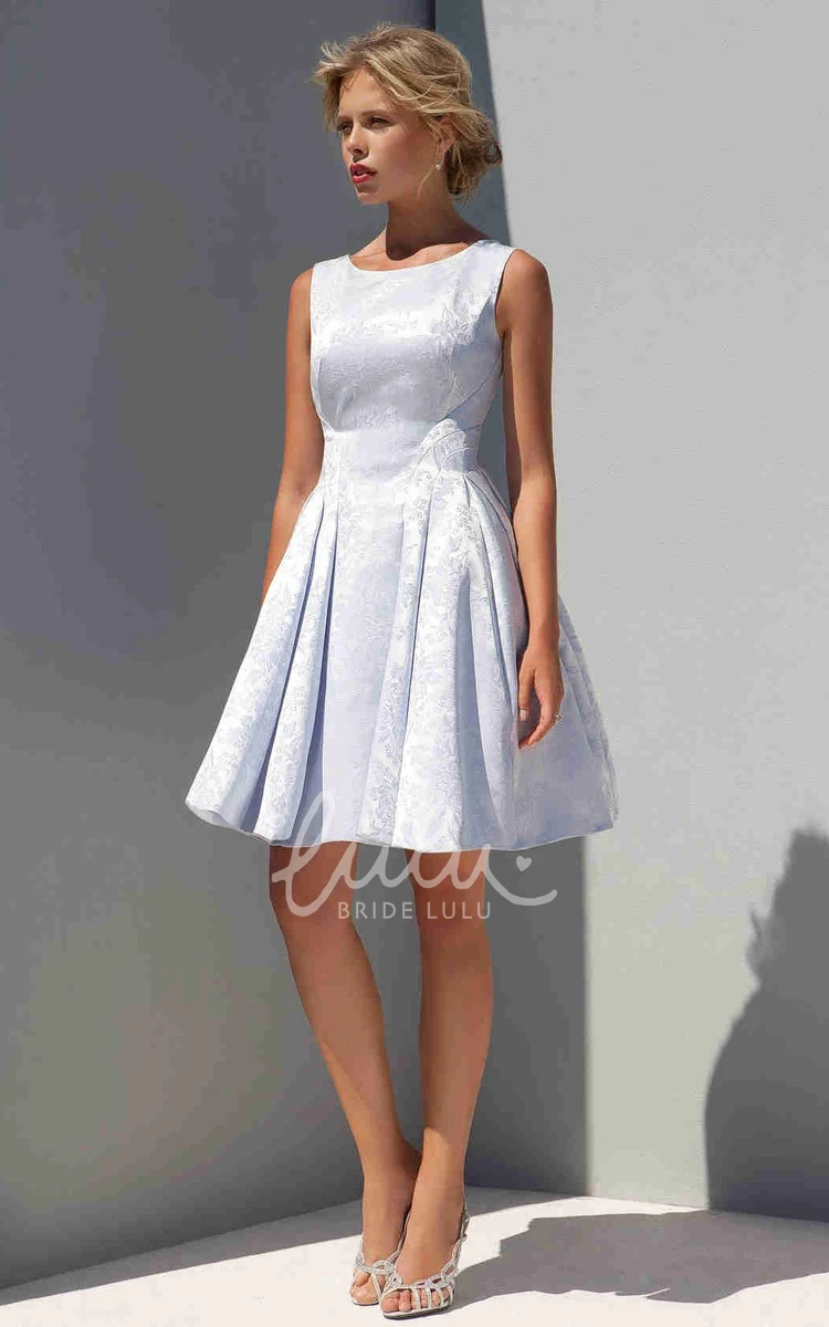 Pleated Satin Sleeveless Scoop Neck A-Line Wedding Dress Simple Bridal Gown