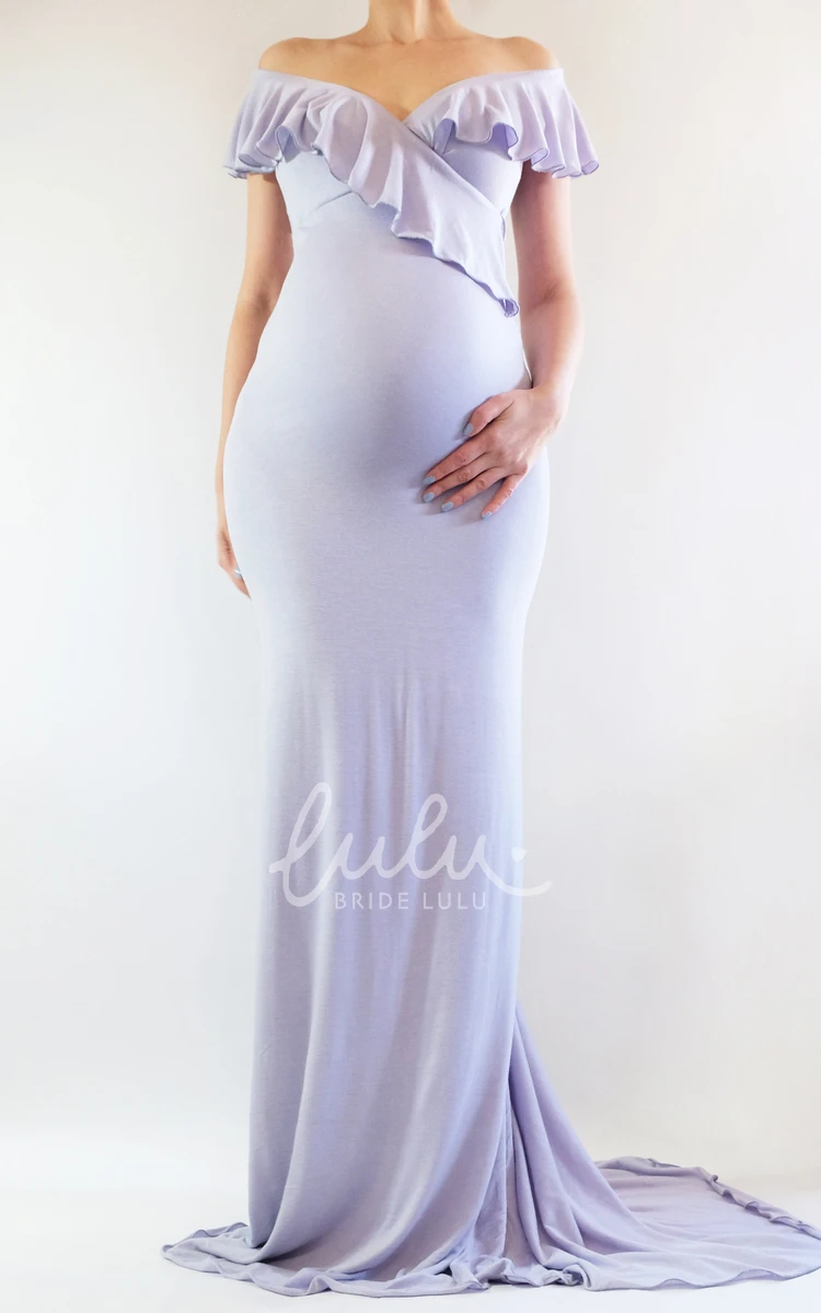 Simple Maternity Prom Dress with Sheath Silhouette and Brush Train