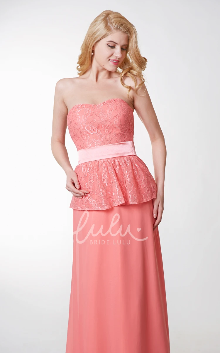 Backless A-line Chiffon Bridesmaid Dress with Lace and Sash