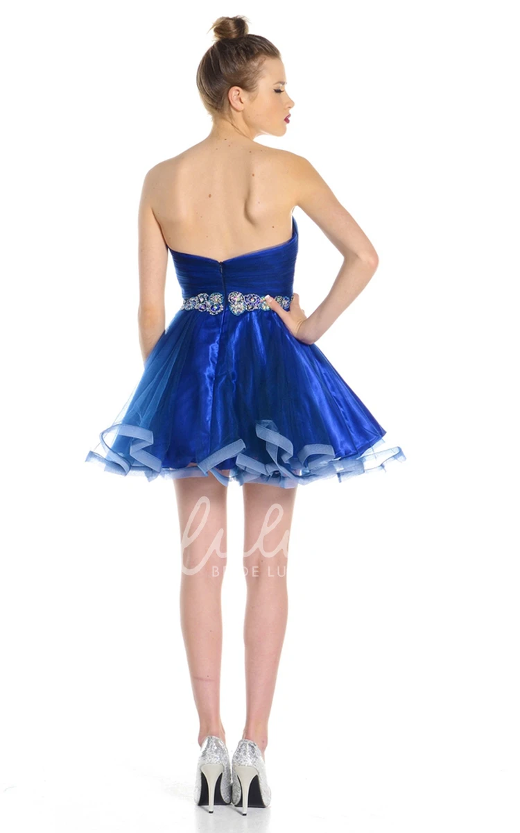 A-Line Jeweled Organza Prom Dress with Sweetheart and Sleeveless