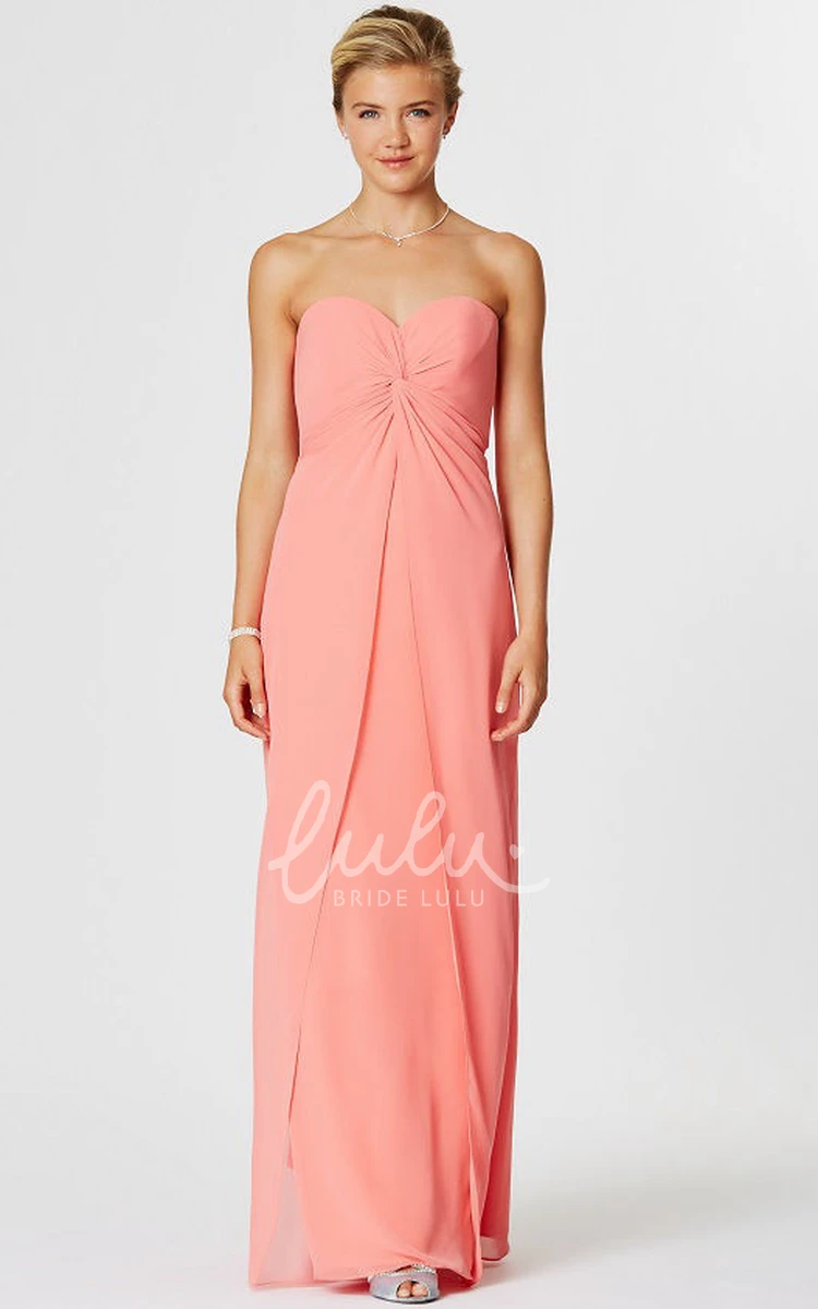 Sweetheart Chiffon Bridesmaid Dress with Ruched Bodice and Lace-Up Back