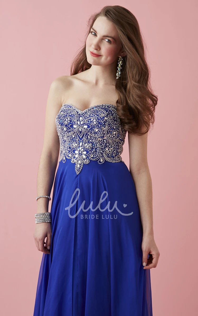 Long Sleeveless Jersey Backless Prom Dress with Sweetheart Neckline and Split Front