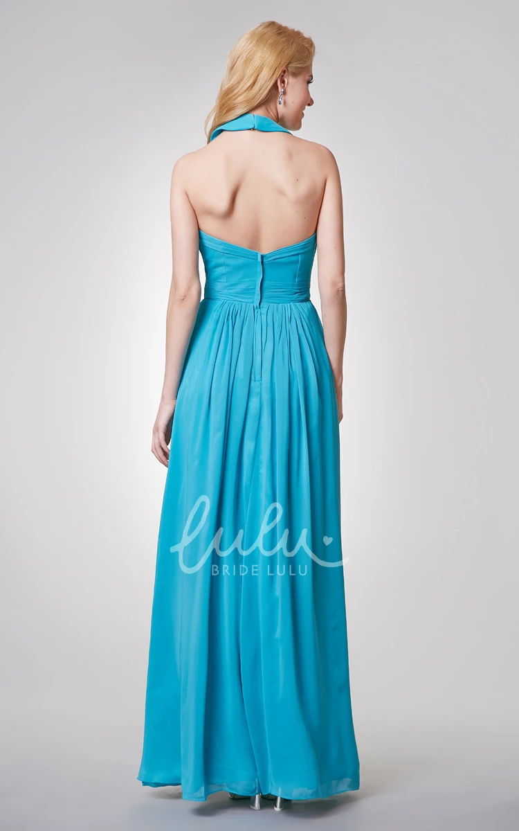 Backless V-neck A-line Chiffon Bridesmaid Dress