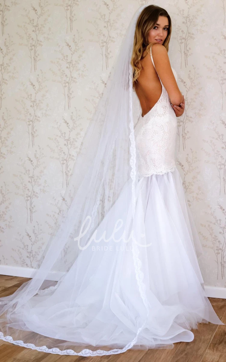 Spaghetti Strap Mermaid Wedding Dress Lace and Tulle for a Romantic Look