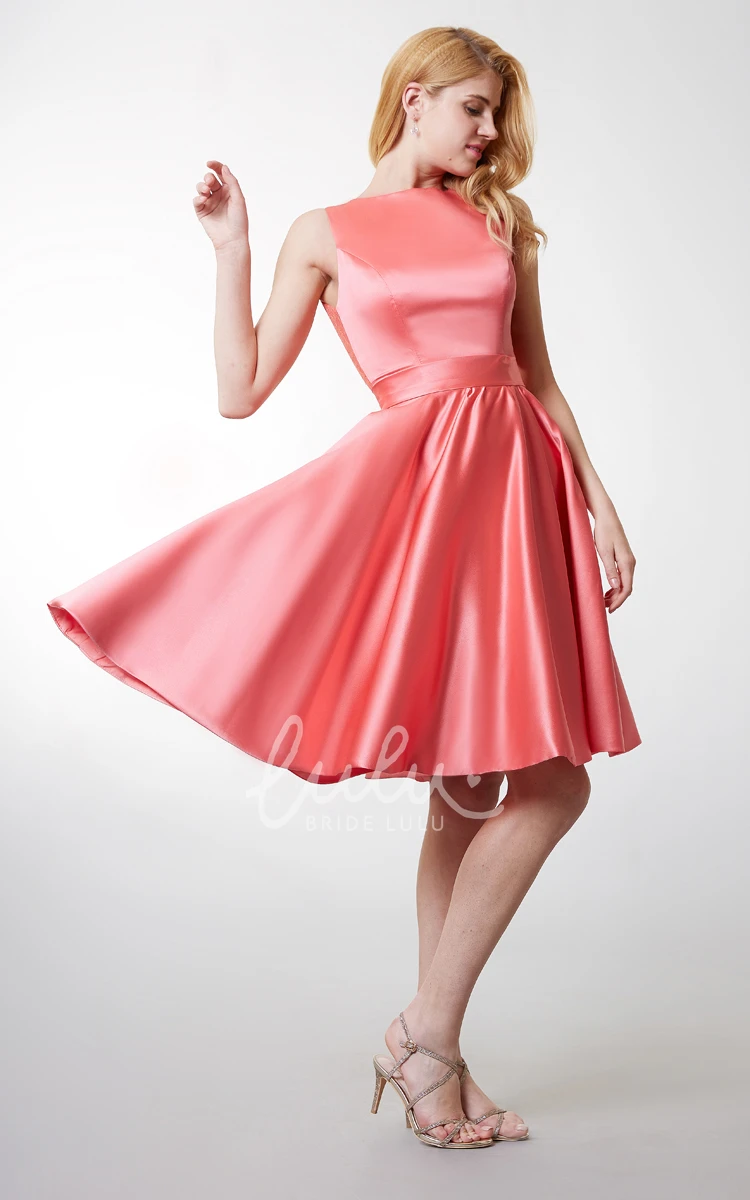 Sleeveless A-line Satin Dress with Keyhole Glamorous Prom Dress