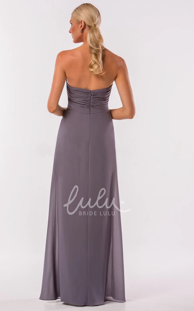 Pleated Sweetheart A-Line Bridesmaid Dress with Front Slit