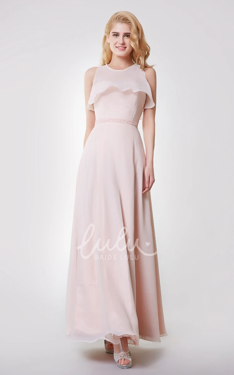 A-line Chiffon Dress with Removable Wrap for Bridesmaids